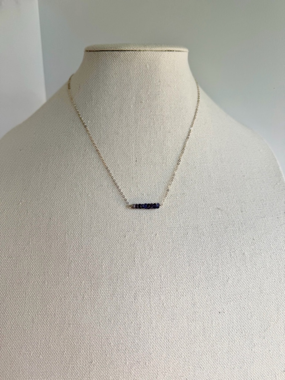 Minimalist genuine tanzanite Bead Bar Necklace - Women Jewelry